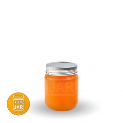 جار شیشه ای استوانه ای کانتینری آرم دار درب 68سایز 3/5